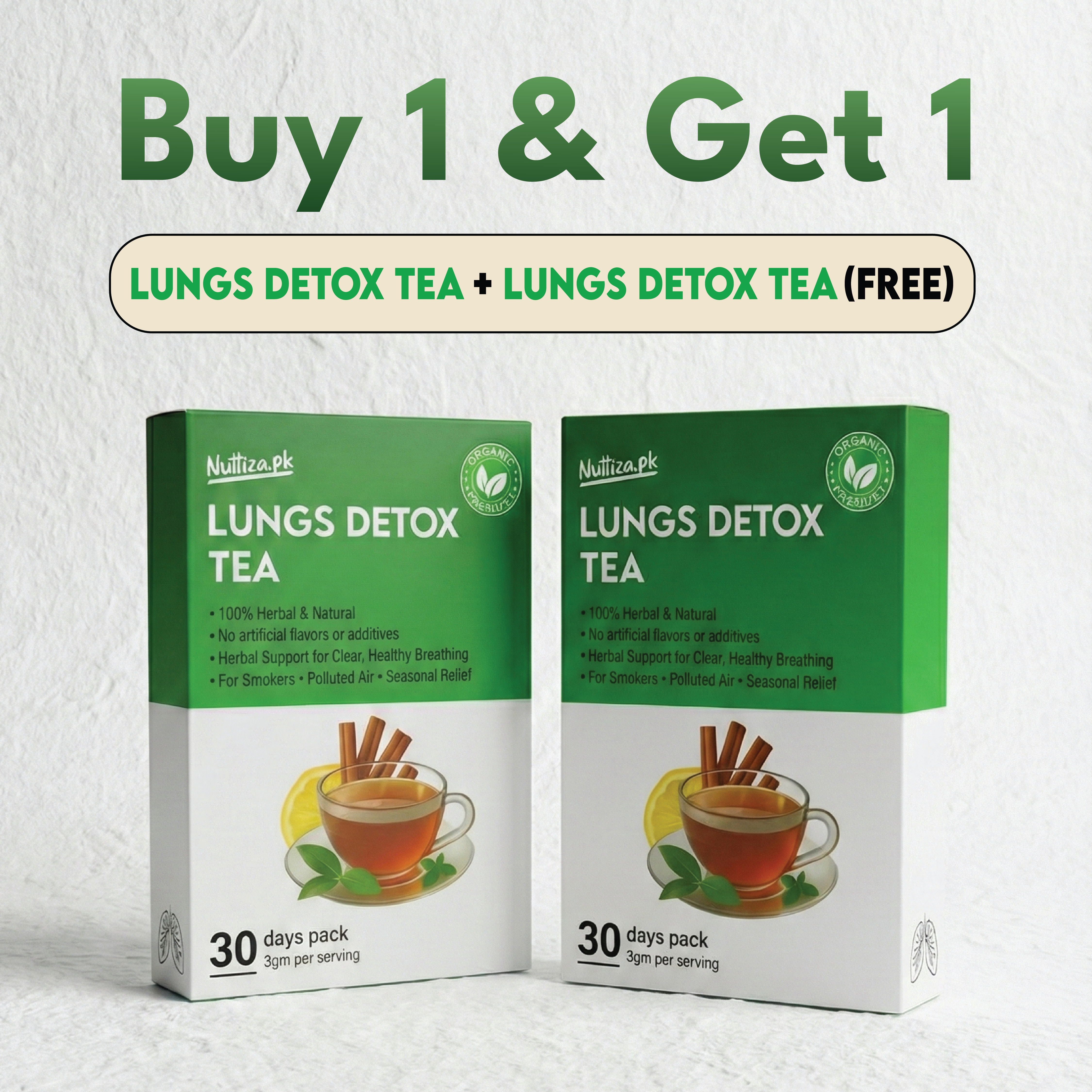 Nuttiza.pk Lungs Cleanse Tea For Cold, Cough and Chest Congestion (AZAADI SALE)